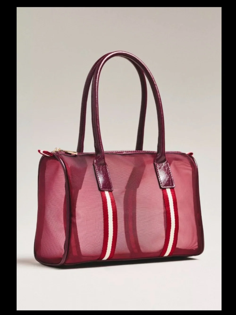 Anthropologie Daily Practice Mesh Stripe Tote Bag RED (Q5-20E) - Picture 2 of 4